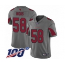 Men's Arizona Cardinals #58 Jordan Hicks Limited Silver Inverted Legend 100th Season Football Jersey