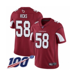 Men's Arizona Cardinals #58 Jordan Hicks Red Team Color Vapor Untouchable Limited Player 100th Season Football Jersey
