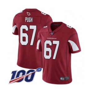 Men's Arizona Cardinals #67 Justin Pugh Red Team Color Vapor Untouchable Limited Player 100th Season Football Jersey