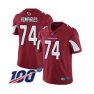 Men's Arizona Cardinals #74 D.J. Humphries Red Team Color Vapor Untouchable Limited Player 100th Season Football Jersey