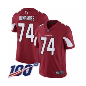 Men's Arizona Cardinals #74 D.J. Humphries Red Team Color Vapor Untouchable Limited Player 100th Season Football Jersey