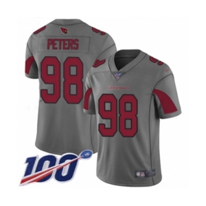 Men's Arizona Cardinals #98 Corey Peters Limited Silver Inverted Legend 100th Season Football Jersey