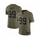 Men's Arizona Cardinals #99 J.J. Watt 2022 Olive Salute To Service Limited Stitched Jersey