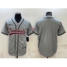 Men's Arizona Cardinals Blank Grey With Patch Cool Base Stitched Baseball Jersey