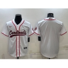 Men's Arizona Cardinals Blank White With Patch Cool Base Stitched Baseball Jersey