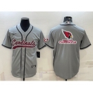 Men's Arizona Cardinals Grey Team Big Logo With Patch Cool Base Stitched Baseball Jersey