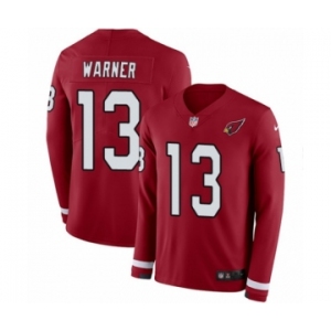 Men's Nike Arizona Cardinals #13 Kurt Warner Limited Red Therma Long Sleeve NFL Jersey