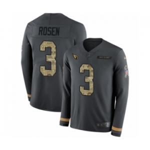 Men's Nike Arizona Cardinals #3 Josh Rosen Limited Black Salute to Service Therma Long Sleeve NFL Jersey