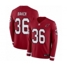 Men's Nike Arizona Cardinals #36 Budda Baker Limited Red Therma Long Sleeve NFL Jersey