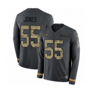 Men's Nike Arizona Cardinals #55 Chandler Jones Limited Black Salute to Service Therma Long Sleeve NFL Jersey