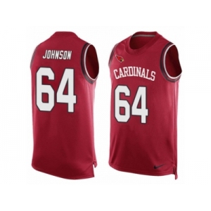 Men's Nike Arizona Cardinals #64 Dorian Johnson Limited Red Player Name & Number Tank Top NFL Jersey