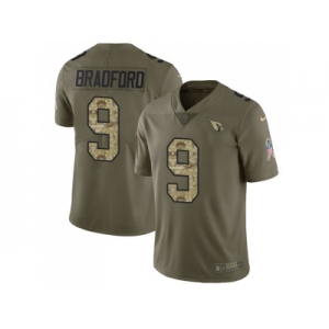 Nike Arizona Cardinals #9 Sam Bradford Olive Camo Men Stitched NFL Limited 2017 Salute to Service Jersey