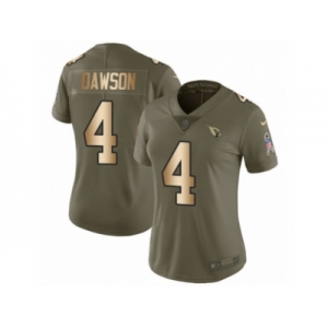 Women Nike Arizona Cardinals #4 Phil Dawson Limited Olive Gold 2017 Salute to Service NFL Jersey