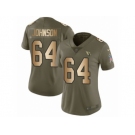 Women Nike Arizona Cardinals #64 Dorian Johnson Limited Olive Gold 2017 Salute to Service NFL Jersey