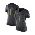 Women's Arizona Cardinals #1 Kyler Murray Limited Black 2016 Salute to Service Football Jersey