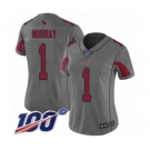 Women's Arizona Cardinals #1 Kyler Murray Limited Silver Inverted Legend 100th Season Football Jersey