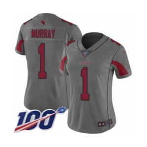 Women's Arizona Cardinals #1 Kyler Murray Limited Silver Inverted Legend 100th Season Football Jersey