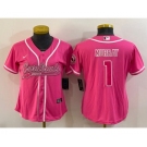 Women's Arizona Cardinals #1 Kyler Murray Pink With Patch Cool Base Stitched Baseball Jersey