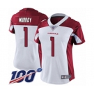 Women's Arizona Cardinals #1 Kyler Murray White Vapor Untouchable Limited Player 100th Season Football Jersey