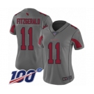 Women's Arizona Cardinals #11 Larry Fitzgerald Limited Silver Inverted Legend 100th Season Football Jersey