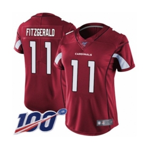 Women's Arizona Cardinals #11 Larry Fitzgerald Red Team Color Vapor Untouchable Limited Player 100th Season Football Jersey