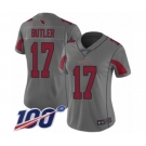 Women's Arizona Cardinals #17 Hakeem Butler Limited Silver Inverted Legend 100th Season Football Jersey