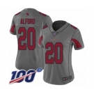 Women's Arizona Cardinals #20 Robert Alford Limited Silver Inverted Legend 100th Season Football Jersey