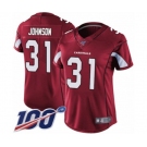 Women's Arizona Cardinals #31 David Johnson Red Team Color Vapor Untouchable Limited Player 100th Season Football Jersey