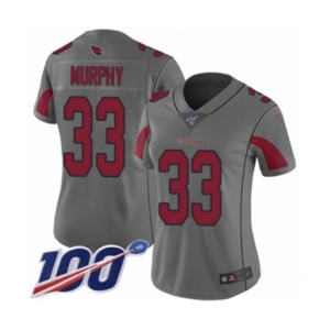 Women's Arizona Cardinals #33 Byron Murphy Limited Silver Inverted Legend 100th Season Football Jersey