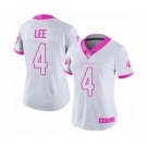 Women's Arizona Cardinals #4 Andy Lee Limited White Pink Rush Fashion Football Jersey