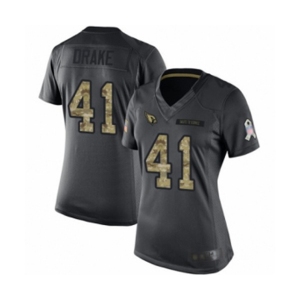 Women's Arizona Cardinals #41 Kenyan Drake Limited Black 2016 Salute to Service Football Jersey