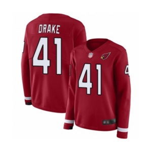 Women's Arizona Cardinals #41 Kenyan Drake Limited Red Therma Long Sleeve Football Jersey