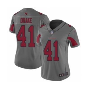 Women's Arizona Cardinals #41 Kenyan Drake Limited Silver Inverted Legend Football Jersey