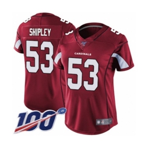 Women's Arizona Cardinals #53 A.Q. Shipley Red Team Color Vapor Untouchable Limited Player 100th Season Football Jersey