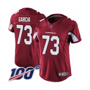 Women's Arizona Cardinals #73 Max Garcia Red Team Color Vapor Untouchable Limited Player 100th Season Football Jersey