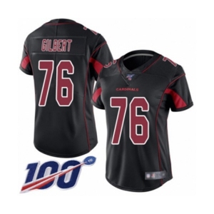 Women's Arizona Cardinals #76 Marcus Gilbert Limited Black Rush Vapor Untouchable 100th Season Football Jersey