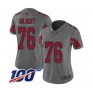 Women's Arizona Cardinals #76 Marcus Gilbert Limited Silver Inverted Legend 100th Season Football Jersey