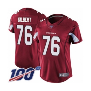 Women's Arizona Cardinals #76 Marcus Gilbert Red Team Color Vapor Untouchable Limited Player 100th Season Football Jersey