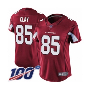 Women's Arizona Cardinals #85 Charles Clay Red Team Color Vapor Untouchable Limited Player 100th Season Football Jersey