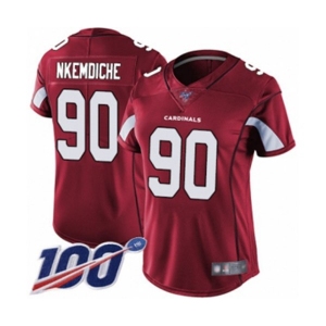 Women's Arizona Cardinals #90 Robert Nkemdiche Red Team Color Vapor Untouchable Limited Player 100th Season Football Jersey