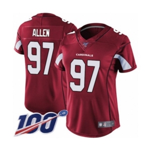 Women's Arizona Cardinals #97 Zach Allen Red Team Color Vapor Untouchable Limited Player 100th Season Football Jersey