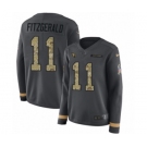 Women's Nike Arizona Cardinals #11 Larry Fitzgerald Limited Black Salute to Service Therma Long Sleeve NFL Jersey