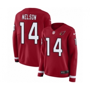 Women's Nike Arizona Cardinals #14 J.J. Nelson Limited Red Therma Long Sleeve NFL Jersey