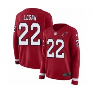 Women's Nike Arizona Cardinals #22 T. J. Logan Limited Red Therma Long Sleeve NFL Jersey