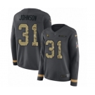 Women's Nike Arizona Cardinals #31 David Johnson Limited Black Salute to Service Therma Long Sleeve NFL Jersey