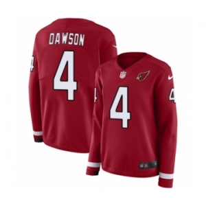 Women's Nike Arizona Cardinals #4 Phil Dawson Limited Red Therma Long Sleeve NFL Jersey