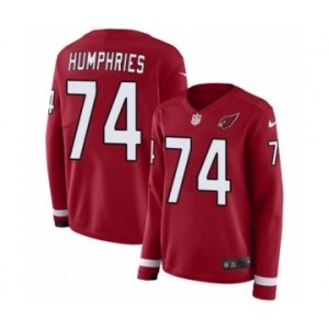 Women's Nike Arizona Cardinals #74 D.J. Humphries Limited Red Therma Long Sleeve NFL Jersey