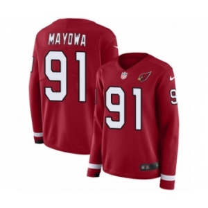 Women's Nike Arizona Cardinals #91 Benson Mayowa Limited Red Therma Long Sleeve NFL Jersey