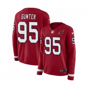 Women's Nike Arizona Cardinals #95 Rodney Gunter Limited Red Therma Long Sleeve NFL Jersey