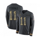 Youth Nike Arizona Cardinals #11 Larry Fitzgerald Limited Black Salute to Service Therma Long Sleeve NFL Jersey